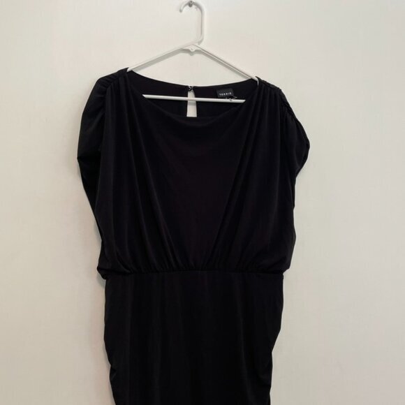 TORRID 2 Plus Size Mini Studio Knit Ruched Dress Black Blouson Sheath Sexy Party - Picture 4 of 15